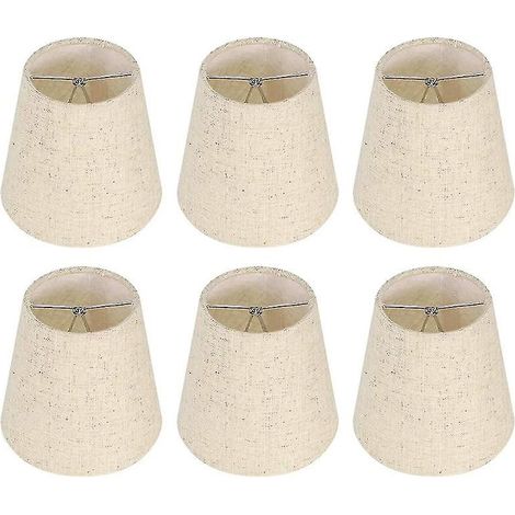 Lot de 6 petits abat-jour à pince pour ampoules de type candélabre, abat-jour cylindrique en tissu pour lampe de table. (1/5)