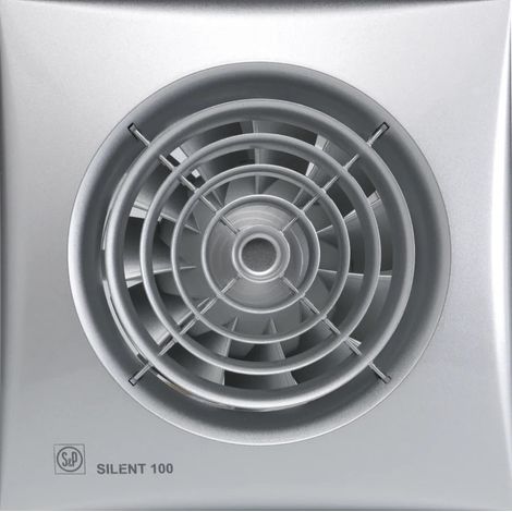 Aérateur, 100 m3/h, façade silver, clapet anti-retour, moteur 12 V TBTS S&P (UNELVENT) 403656 (1/2)