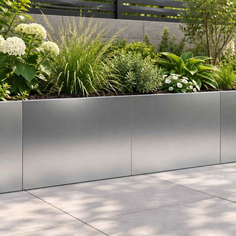 vidaXL Retaining Wall 2 pcs 60 x 12 x 40 cm Galvanised Steel Silver (1/5)
