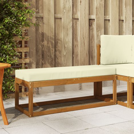 Maison Exclusive - Outdoor Hockerbank mit Kissen Natur und Creme (1/4)