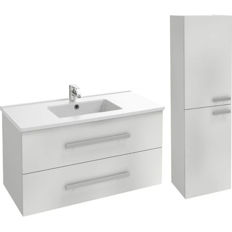 Meuble vasque 100 cm JACOB DELAFON Ola up + colonne de salle de bain blanc (1/3)