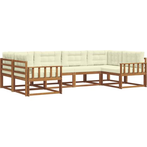 Outdoor Sofa Set with Cushion 6 pcs Natural and Cream vidaXL