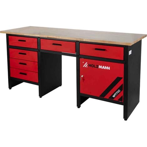 Holzmann – Établi modulable 1700mm – 6 tiroirs – Charge max 200kg – Plan de travail en bois 25mm – Pieds réglables pour tous sols