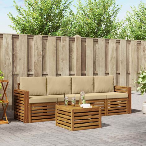 vidaXL Outdoor-Sofagarnitur 5 pcs Natur und Beige Massivholz Akazie (1/5)