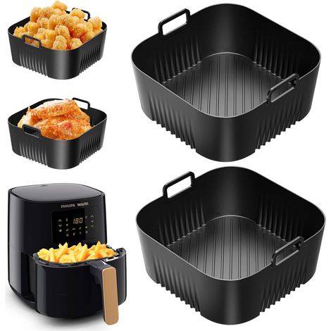 2psc 17cm Moule Air Fryer pour Philips 4.1L Airfryer Série HD9252/90 Silicone Plat Air Fryer pour Series 5000 4.1L HD9255-80, Accessoires Cuisine 4-4.1 L (1/5)
