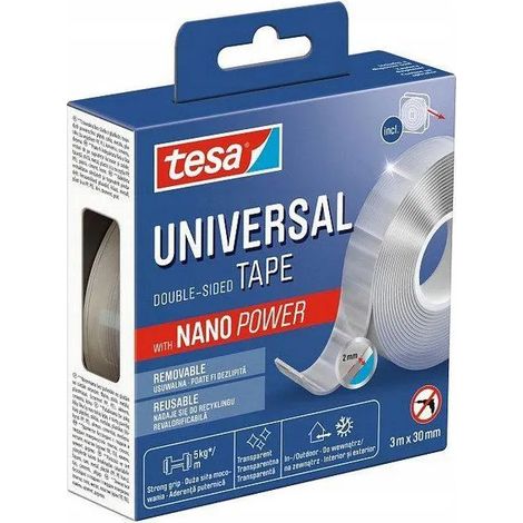 Cinta adhesiva de doble cara Tesa Universal Nano Power de 3 m x 30 mm (1/3)
