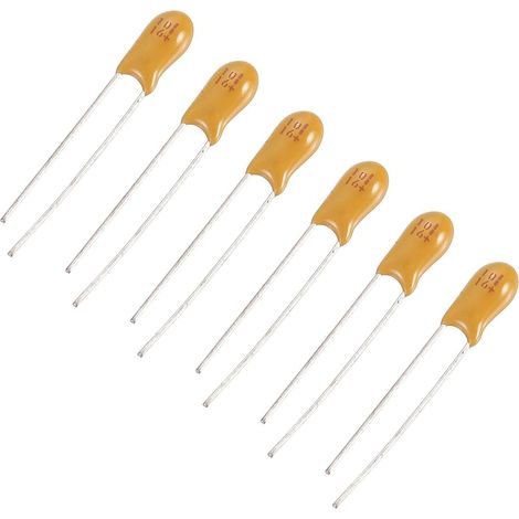 Condensateur au Tantale 10uF 16V Jaune Radial Électrolytique Condensateurs au Tantale Trempés pour Circuits Imprimés Projets Informatiques DIY Lot de 6 (1/5)