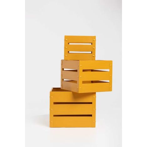 Orion91oficial - Set of 3 Metal Storage Boxes in Mustard Color for Indoor and Outdoor Use, Professional and Domestic Style, Industrial Design, 20x25.5x25.5 cm, Easy Assembly, Ideal for Living Room Dec (1/5)