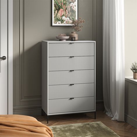 Commode avec tiroirs Eliza, Gris, 46 x 120 cm, Vicco