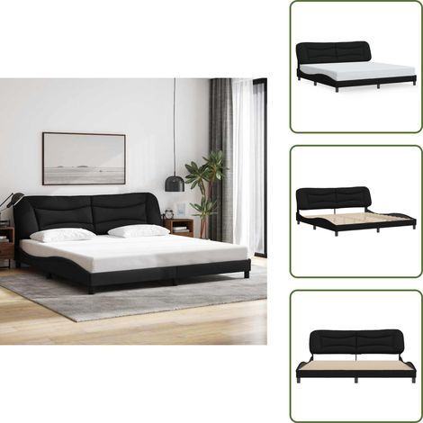 Oreiller de tête de lit - vidaXL Cadre de lit sans matelas Hvar noir 200x200 cm tissu - Matelas