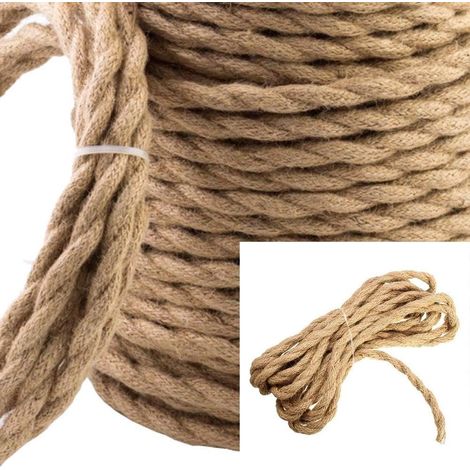 LED Lighting Fil électrique tissu Rétro Corde de chanvre tressé torsadée Câble 2 Noyaux (2x0.75mm²) pour Accessoires de lampe à suspendre 5M (1/4)