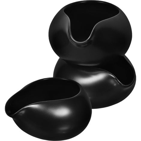 Pot Lait Céramique Noir 3pcs Poignée Ergonomique, Distributeur de Sauce Vintage pour Service Café et Thé, pour Barquettes de Sauce Brune (1/5)