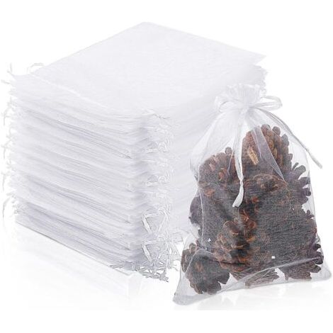 QORVA-Lot de 100 filets blancs pour arbres fruitiers (17 x 23 cm), filets pour protéger les fruits, sacs réutilisables en organza