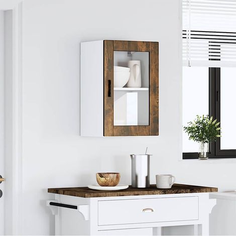 vidaXL Kitchen Wall Cabinet with Glass Door "Porto" Smoked Oak (1/5)