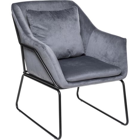 Fauteuil de salon en velours avec pieds en fer (1/4)