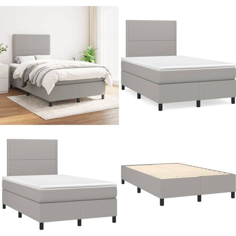 Boxspringbett mit Matratze Hellgrau 120x200 cm Stoff - Boxspringbett - Doppelbett - Bettenrahmen - Schlafraum - Hellgraues Bett - Home & Living