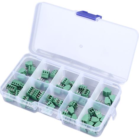 Kit 50 Bornes à Vis Pas 2,54 mm 2/3/4 Poles Connecteurs PCB pour Projets Électroniques (1/5)