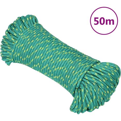 Corde marine tressée en polypropylène vert 3 mm x 50 m pour voile et amarrage - PANGIVO (1/5)