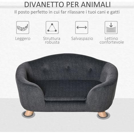 Couchette pour Chien de Petite Taille (max 10kg) avec Coussin Inclus, 70x47x30cm - Gris Anthracite (1/5)