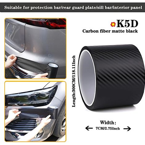 (7 cm Noir mat - 3M) Autocollants de protection transparents en fibre de carbone K5D pour portières de voiture, film protecteur anti-rayures pour seuil de coffre et de coffre (1/4)