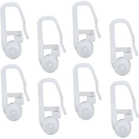 CCYKXA 100 Pieces Universal Curtain Hooks with Roller and Ball, Hanging Accessories for Bed Curtains and Sliding Curtains, White (1/5)