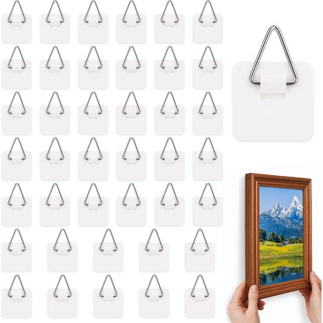 40 Pc Crochet Autocollant pour Tableau,Accroche Tableau sans Percer Crochet Adhesif Mural pour Photos, Posters, Peintures, Miroirs, Décoration Murale, Art Mural(Grand carré) (1/5)