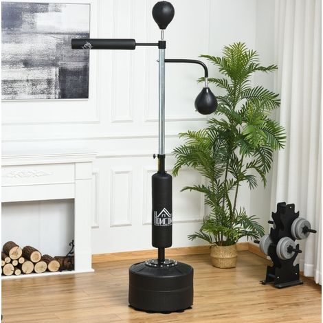 Station de boxe 88x50x230 cm en acier noir, facile à monter pour maison et salle de sport FloraGrace (1/5)