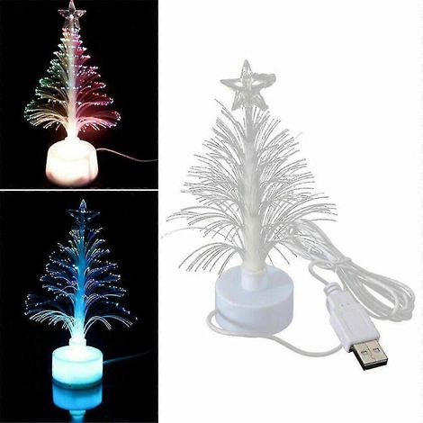 Mini-LED-Weihnachtsbaum-Nachtlicht mit Farbwechsel, Glasfaserlicht, USB-Anschluss
