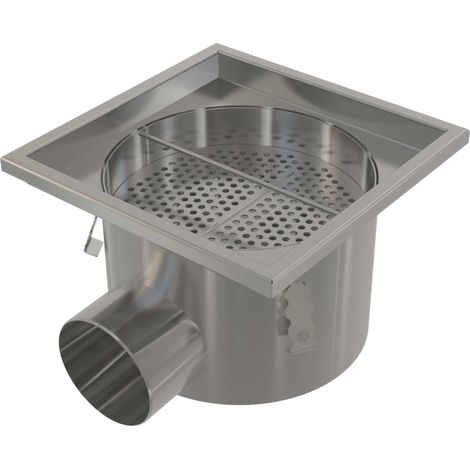 Pozzetto di scarico industriale 300×300, acciaio inox AISI 316L (1/2)