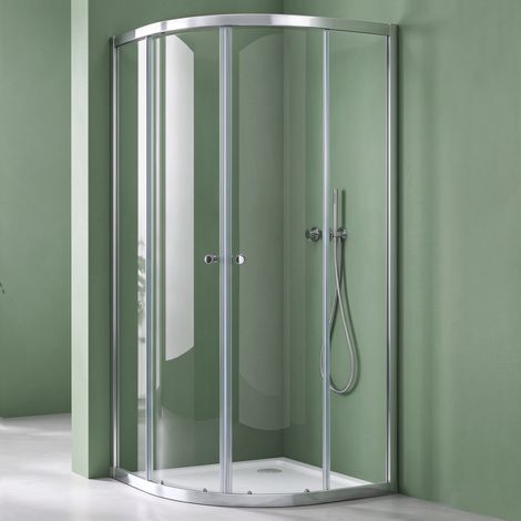 Mai & Mai Duschkabine 100x100 viertelkreis Dusche Duschabtrennung mit 2 Schiebetüren inkl. Duschtasse ESG-Sicherheitsglas Nano-Beschichtung Ravenna32K (1/5)