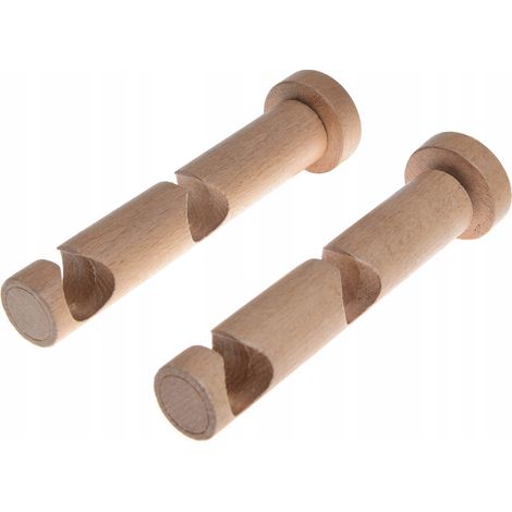 Soporte doble de madera para barra de cortina, diámetro 20 mm, haya, 2 unidades. (1/5)