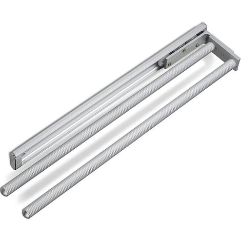 1 - Porte-Serviettes - Aluminium - Extensible Rotatif - Pour Salle De Bain Cuisine - Anodisé EV1 - 45x73cm (1/5)