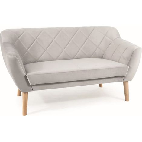 Canapé design velours gris clair & hêtre Blink (1/3)