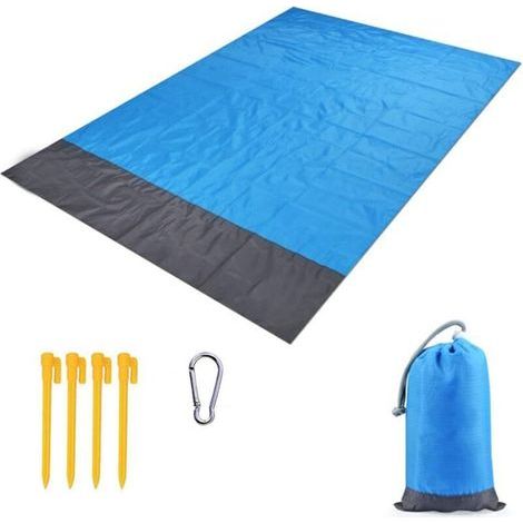 YMYNY Strandmatte, sandabweisende Strandmatte 210 x 200 cm, tragbar, wasserdicht, faltbar, mit 4 Heringen für Strand, Camping, Picknick, Reisen etc., Outdoor-Veranstaltungen (1/5)