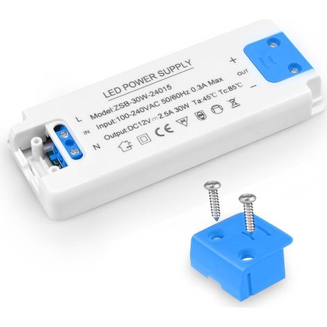 Trasformatore LED 30W, driver 12V 2.5A, adattatore a tensione costante da 240V CA a 12V CC, per luci da armadio, strisce luminose LED, display e lampadine G4, MR11, MR16 (1/5)