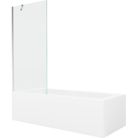 Mexen Vega baignoire rectangulaire 150 x 70 cm avec tablier et paroi de 80 cm, transparent, chromé - 550115070X9508000001 (1/5)