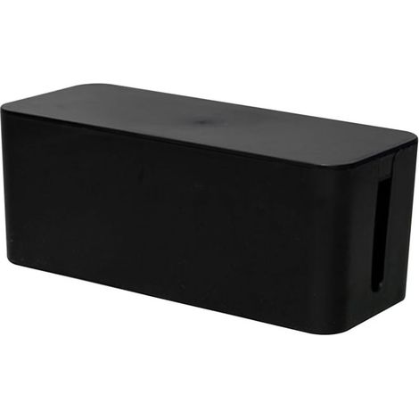 Boîte de rangement de câbles pour multiprise avec protection contre les surtensions, noire, en plastique, pour la maison ou le bureau. (1/5)