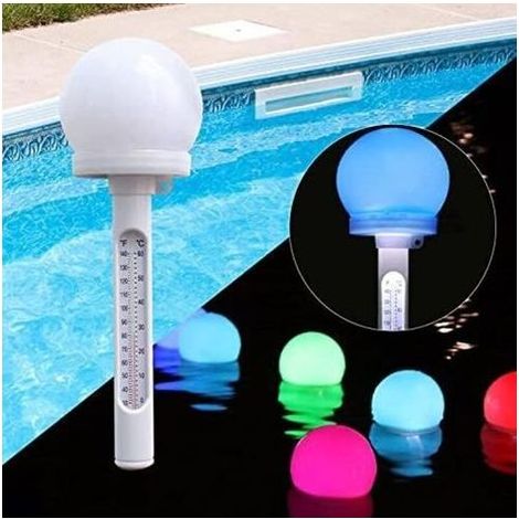 pièces Thermomètre Piscine Flottant, Bassin à Énergie Solaire avec Lumière LED Changement de Couleur, Facile à Lire la Nuit pour Spa, Bain (1/4)