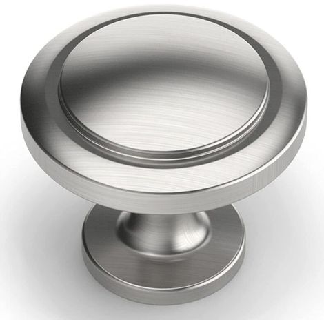 Set mit 12 runden Küchenschrankknöpfen, Türknöpfe aus Zinklegierung, Oberfläche in gebürstetem Nickel, Küchentürgriffe (1/5)