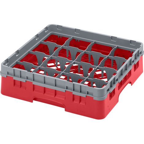 Casiers de lavage haut max 9.2 cm - 50 x 50 x 14.3 cm - Rouge - Lot de 5 - Cambro