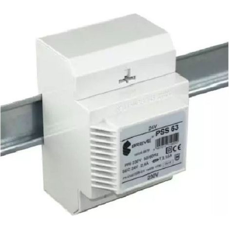 Transformateur monophasé PSS 60 230/24V IP30 pour rail DIN TH-35 en boîtier modulaire (1/2)