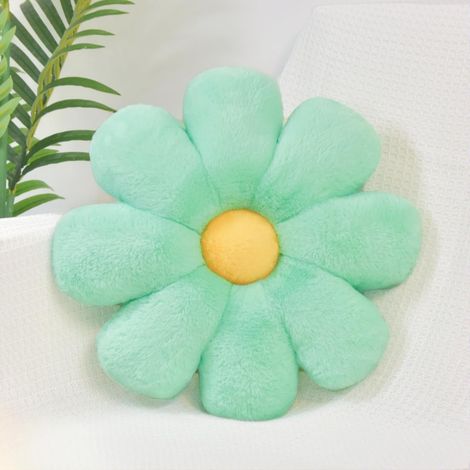 1 Coussin Fleur, Forme Marguerite 38cm, Peluche Douce, Décoration Salon Chambre, Vert (1/5)