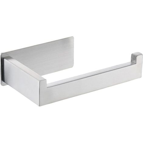Porte-papier toilette, tube carré et fond carré, autocollant, adapté à la cuisine, à la salle de bain et aux toilettes (brossé) (1/5)
