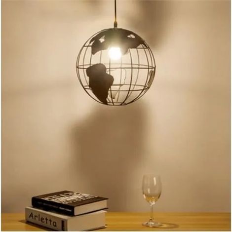 Lustre Suspension Luminaire Moderne Noir 20cm 1pcs Lustre forme Globe pour Chambre Salon,Cuisine Salon (1/4)