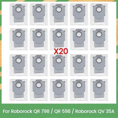 Sacs à poussière de rechange pour aspirateur robot Roborock QV 35A / QR 598 / QR 798 (lot de 20)