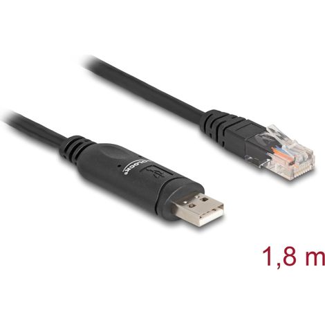 Delock Adaptador USB 2.0 Tipo-A macho a 1 x Serie RS-232 RJ45 macho 1,8 m negro