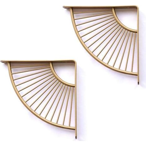 Supports D'étagère Muraux 30x30cm Étagère De Cloison De Séparation En Ligne Décoration D'étagère De Cloison De Séparation Support Doré Support En Forme D'éventail (Noir)2pcs (1/5)
