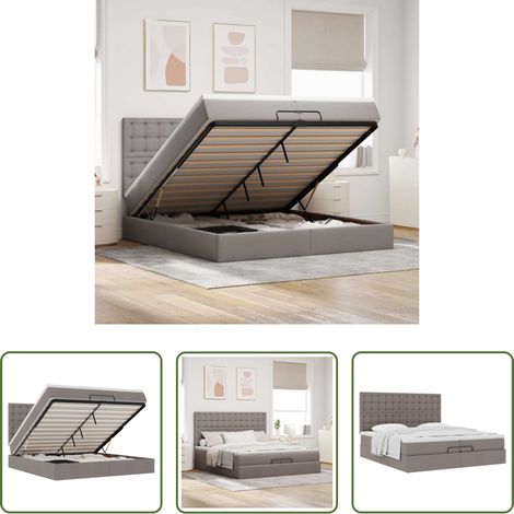 vidaXL Taschenfederkern - Ottoman-Bett mit Matratzen Taupe 200x200 cm Stoff (1/5)