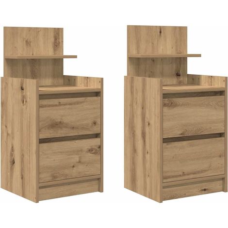 Maison Exclusive - Mesillas de noche con 2 cajones 2 uds roble 38 (1/5)