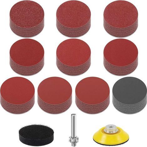 100 Pièces Disques Abrasifs 50mm Disques Papier Abrasif Grain 80 120 180 240 320 400 600 1000 2000 3000 Kit de Ponçage Disques Abrasifs 2 Pouces (1/5)